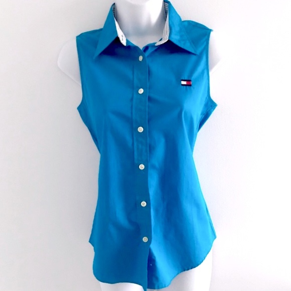 NWOT Tommy Hilfiger Blue Polo Sleeveless Tank Top 90’s Y2K Vintage 100% Cotton